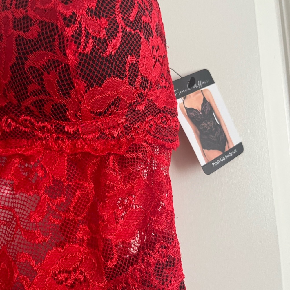 French Affair Push-Up Bodysuit Lace Lingerie,New - Picture 3 of 5